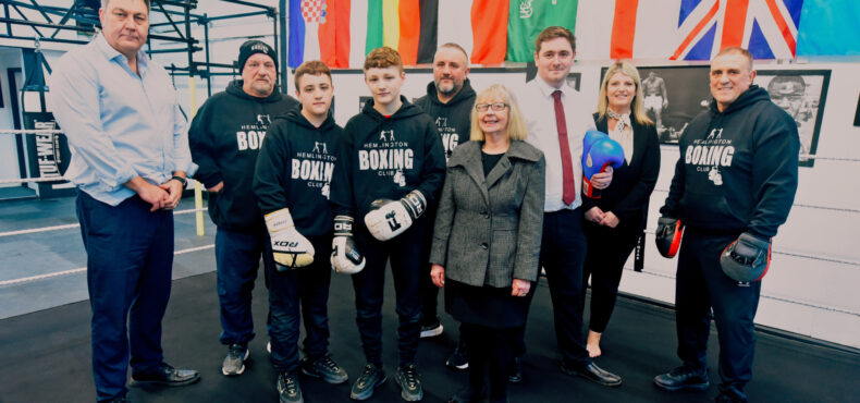 BOXING CLEVER....Cleveland PCC Steve Turner, far left, celebrates the launch of the new Hemlington Boxing Gym